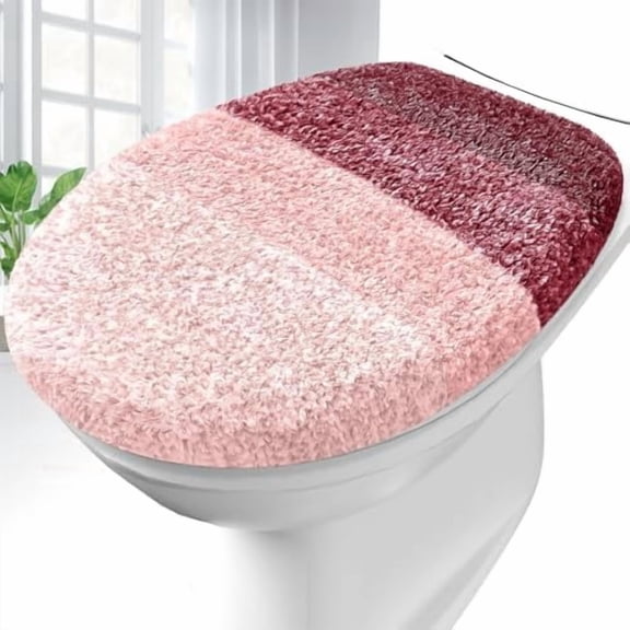 Soft Microfiber Bathroom Toilet Lid Cover, Machine Washable Covers, 17.5x15, Stays in Place Rubber Backing, Fits Most Round, Elongated and Oblong Lids, Accessories Decor, Red