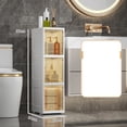 thumbnail image 1 of <p>Armoire de Rangement Étroite en Plastique pour Salle de Bain Armoire de Salle de Bain au Sol en Plastique Armoire de Rangement Étroite pour Salle de Bain Unité de Rangement Verticale avec Tiroirs Transparents Roulettes pour Petits Espaces, 1 of 2