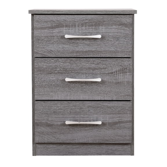 Contemporary Home Living 3-Drawer Wooden Nightstand - 24" - Gray
