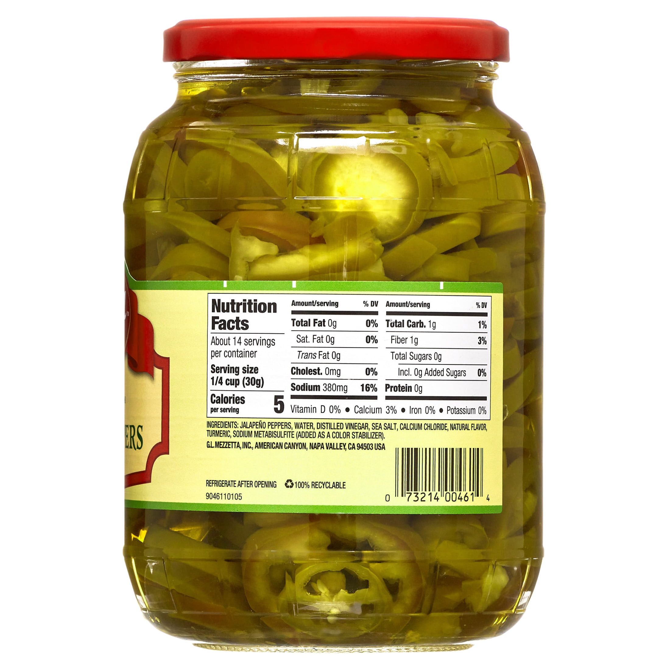 (2 pack) Mezzetta Sliced Tamed™ Jalapeño Peppers, 32 fl oz Jar