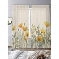 thumbnail image 3 of Sheer Curtains 108 Inches Long, Yellow Spring Floral Light Filtering Window Curtains for Living Room, Watercolor Farmhouse Botanical Rod Pocket Voile Sheer Curtain Drapes, 52"W x 108"L, 2 Panels, 3 of 8
