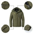 thumbnail image 4 of Tyhengta Men's Waterproof Ski Jacket Warm Winter Snow Coat Mountain Windbreaker Hooded Raincoat Army Green XXXL, 4 of 8