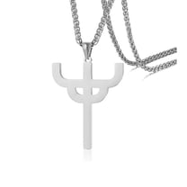 JAJAFOOK Men's Stainless Steel Religious Ring Judas Priest Saints Le Pendant Irregular Vintage Cross Necklace