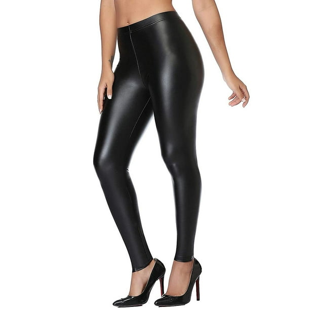 Vaslanda - VASLANDA Women's Sexy Faux Leather Leggings High Waisted