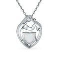 thumbnail image 2 of Bling Jewelry Womens Created White Opal Heart Pendant Necklace for New Mother Rose Gold Plated Silver, 2 of 4