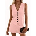 thumbnail image 3 of PRETTYGARDEN 2 Piece Sets for Women Spring Fashion Button Vest Tops High Waist Shorts Summer Business Casual Outfits, 3 of 10