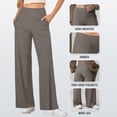 thumbnail image 5 of ManxiVoo Women's High Waisted Ribbed Flare Leggings Yoga Pants with Wide Leg Lounge Trousers for Women Buttery Soft Comfy Everyday Wear XL Size Khaki, 5 of 8