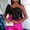 Black, variant on Zip‑Front Off‑Shoulder Bow Wrap Crop Top Zipper Detail Short Sleeve Convertible Styling Lightweight Stretch Fabric Flattering Fit For Casual Daywear And Vacation Looks, Crop Top Blue S