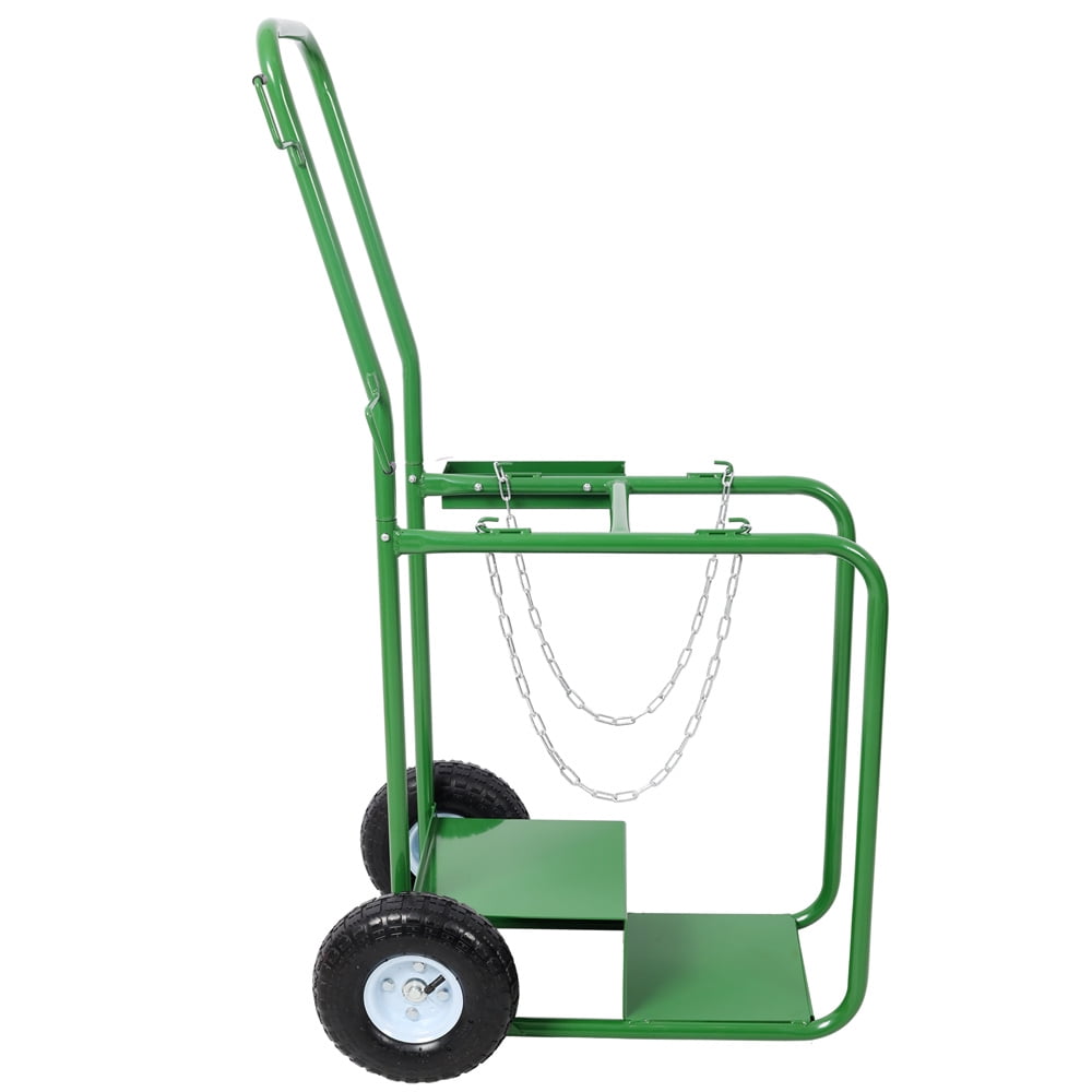 440lbs capacity Cylinder Cart, Welding Cylinder Hand Truck, Large Dual Oxygen Tank 9.5" Cart Dolly With 8-Inch Solid Rubber Wheels