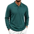 thumbnail image 5 of Rvasteizo Mens Collared Shirts Solid Casual Long Sleeve Collared Button Up Pocket Top for Fall Winter Daily L, 5 of 5