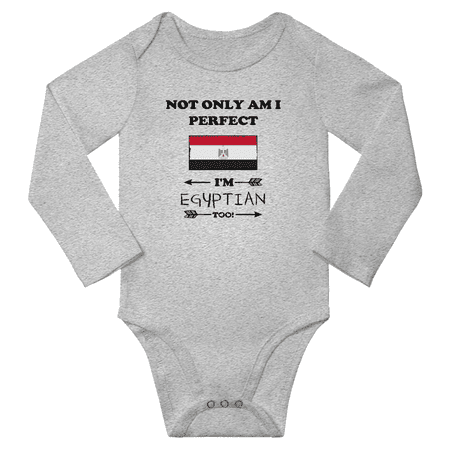 

Not Only am i Perfect I m Egyptian Too! Baby Long Sleeve Bodysuits (Gray 6 Months)