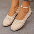 thumbnail image 6 of Hurxie Women's Classic Loafers Lightweight Non-Slip Hand-Stitched Nurse Shoes Comfortable Soft Sole Slip-On Leather Flats Beige 9, 6 of 6