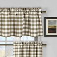 thumbnail image 2 of Home Maison Kingston Plaid Gingham Checkered Cotton Blend Kitchen 3 Piece Window Curtain Tier & Valance Set, 2 29 x 36 & One 58 x 15, Taupe, 2 of 2
