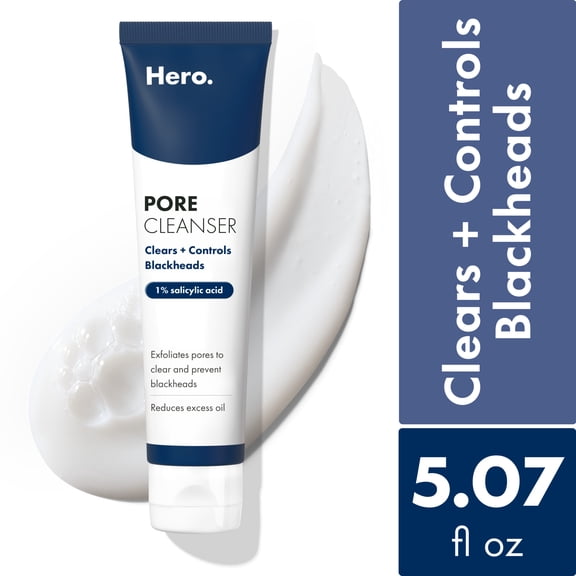 Hero Pore Daily Exfoliating Facial Cleanser, Clears & Controls Blackheads, 5.07 oz