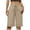 Khaki, variant on Drawstring Straight Leg Shorts for Women High Waisted Pleated Cotton Work Shorts Formal Solid Color Loose Fit Bermuda Shorts with Pockets Pink XXL