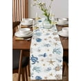 thumbnail image 4 of Table Runner Dresser Scarves 72 Inch Long,Marine Starfish Turtle Coral Octopus Linen Dining Table Runners Underwater Life Shell on White Tabletop Scarf for Wedding Holiday Party Kitchen, 4 of 9