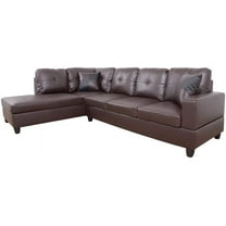 LifeStyle Faux Leather Sectional Set, Living Room L-Shaped Modern Sofa Set, Left Facing Brown( without Storage Ottoman)