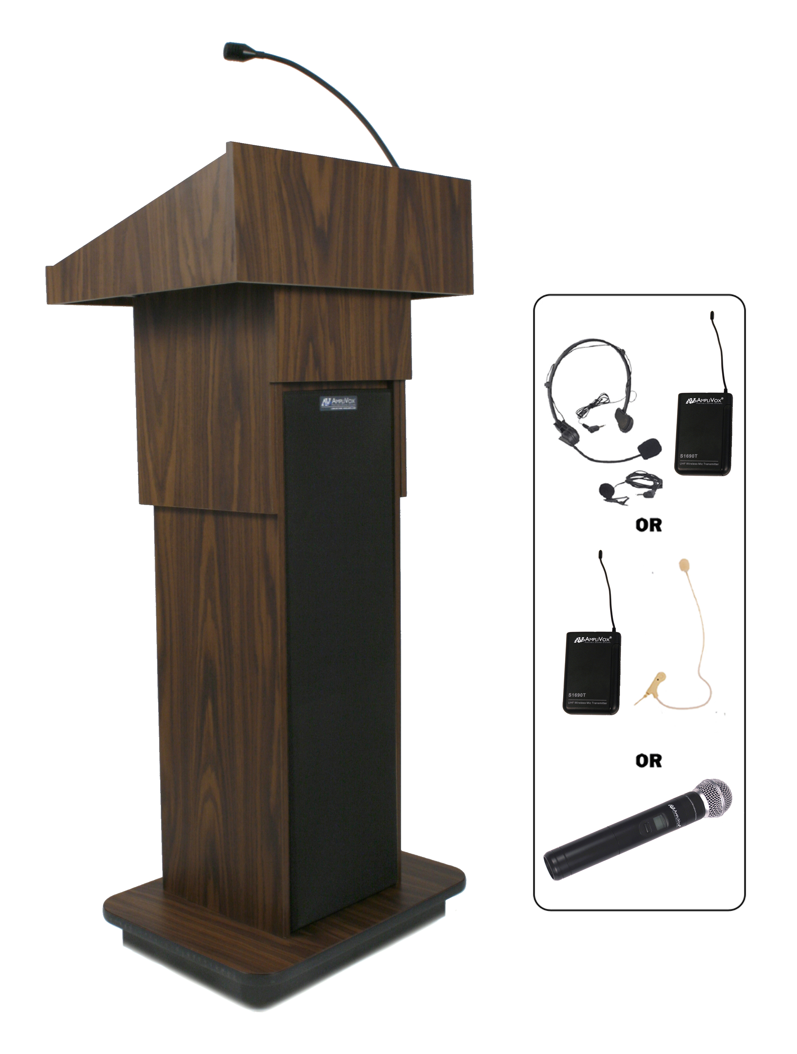 Amplivox Sw505a Wireless Executive Adjustable Column Lectern 45 Height X 25 Width X 19 Depth High Pressure Laminate Hpl Walnut Wood Walmart Com
