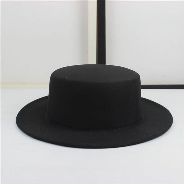 Estilo Otoño e Invierno Retro Sombrero Británico Sombrero de Copa Plano Sombrero de Copa Lazo Cinta Sombrero de Moda Jazz para Hombres y Mujeres Sombrero Casual