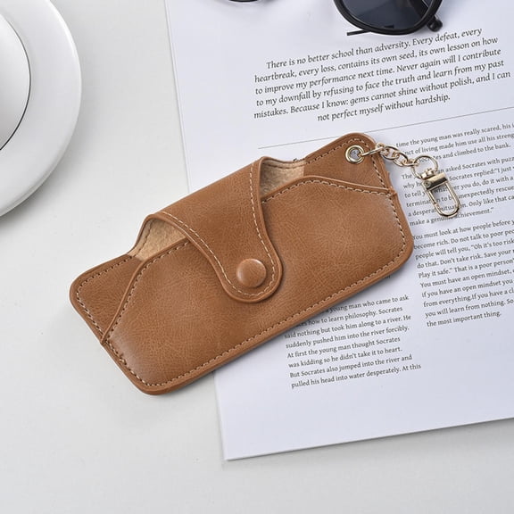 Portable PU Leather Glasses Bag With Hanging Buckle Sunglasses Case Simple Glasses Storage Box Sunglasses Case