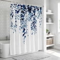 thumbnail image 6 of Blue Eucalyptus Leaves Bathroom Shower Curtains with 12 Hooks Polyester Waterproof Shower Curtain for Stalls and Bathtubs Weeping Botanical Watercolor Decorative Bathroom Privacy Curtain 72x84 Inches, 6 of 9