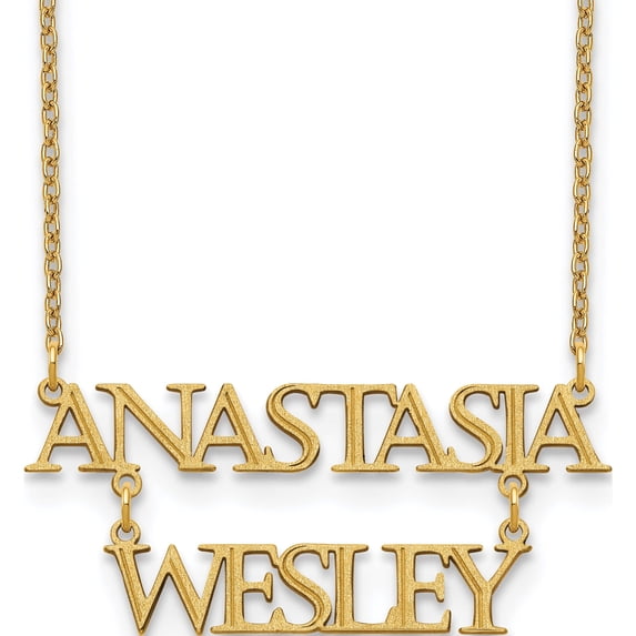 Custom Personalized 14ky Satin Stacked Nameplate 14k Yellow Gold: Jewelry by Sweet Pea - Made in USA