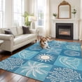 thumbnail image 2 of Non-Slip Rug Pad Rugs Summer Ocean Palm Tree Carb Rectangle Area Rugs 5x7Ft Soft Carpet Pads for Living Room Kids Room, Conch Shell on Blue Plaid, 2 of 9