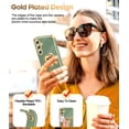 thumbnail image 2 of LeYi for Samsung Galaxy A35 5G Case: with Tempered Glass Screen Protector [2 Pack] 360° Rotatable Ring Holder Magnetic Kickstand, Plating Rose Gold Edge Samsung A35 5G Case, Light Green, 2 of 8