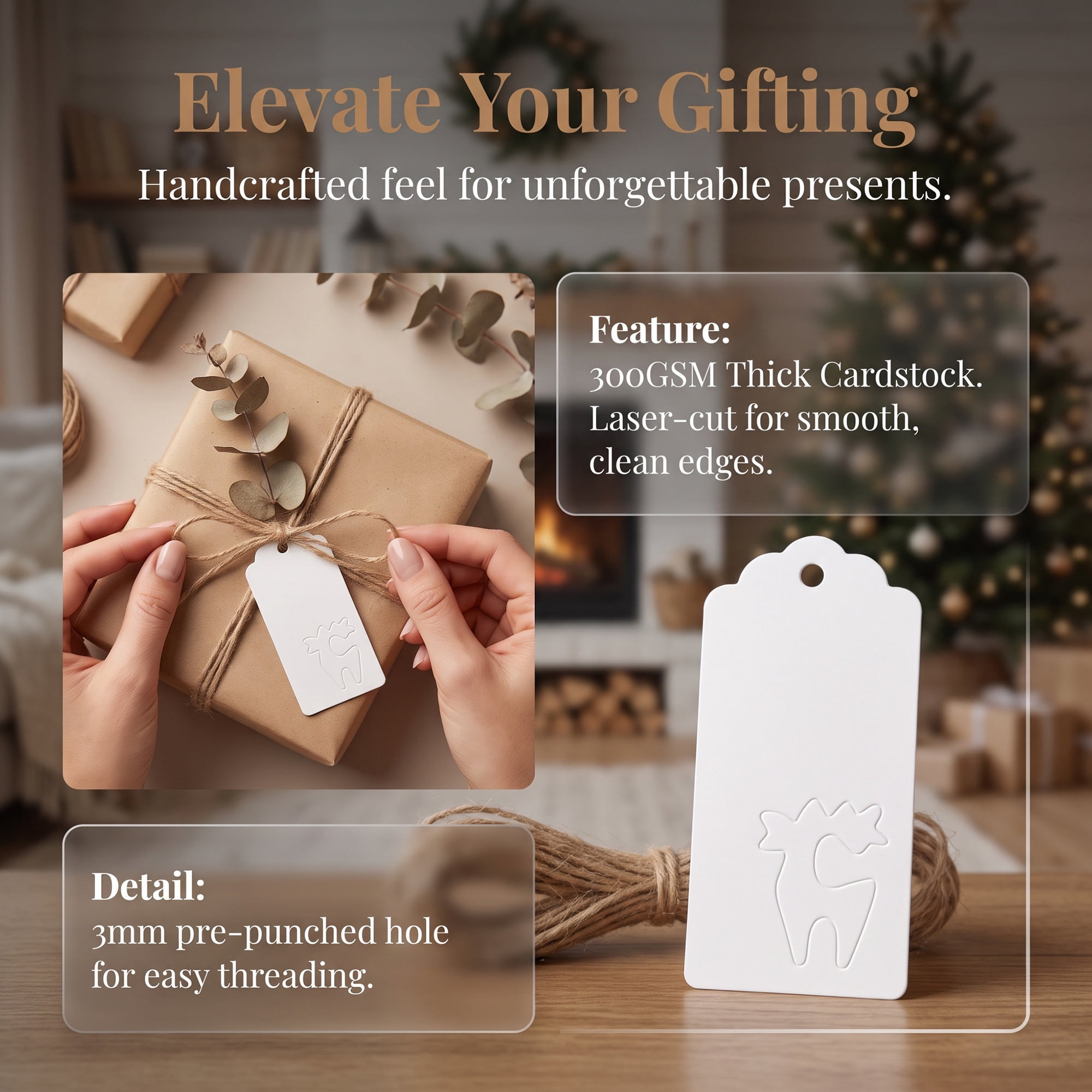 Unique Bargains Thick Presentation Gift Wrapping Tags for Events 1.8" x 3.7" White Sheep