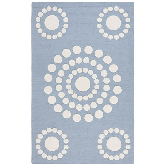 SAFAVIEH Kids Swirling Polka Dots Area Rug, Blue/Ivory, 8' x 10'