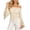 Beige, variant on Off Shoulder Tops for Women Long Sleeve Lace Ruffle Smocked Elegant Casual Party Cocktail Evening Wedding Guest Blouse Summer Spring, White M