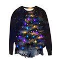 thumbnail image 3 of ClodeEU Women's Shining Christmas Tree Print Shirts,Casual Long Sleeve Round Neck Top,Loose Fit Trendy Clothes Multicolor 08,Womens Plus L, 3 of 6