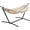 Beige Stripe With Lace, variant on Basics Double Hammock with 9-Foot Space Saving Steel Stand and Carrying Case, 2 Person, 450 lb Capacity, Cotton Polyester, Oasis Stripe, 110" x 47" x 43"