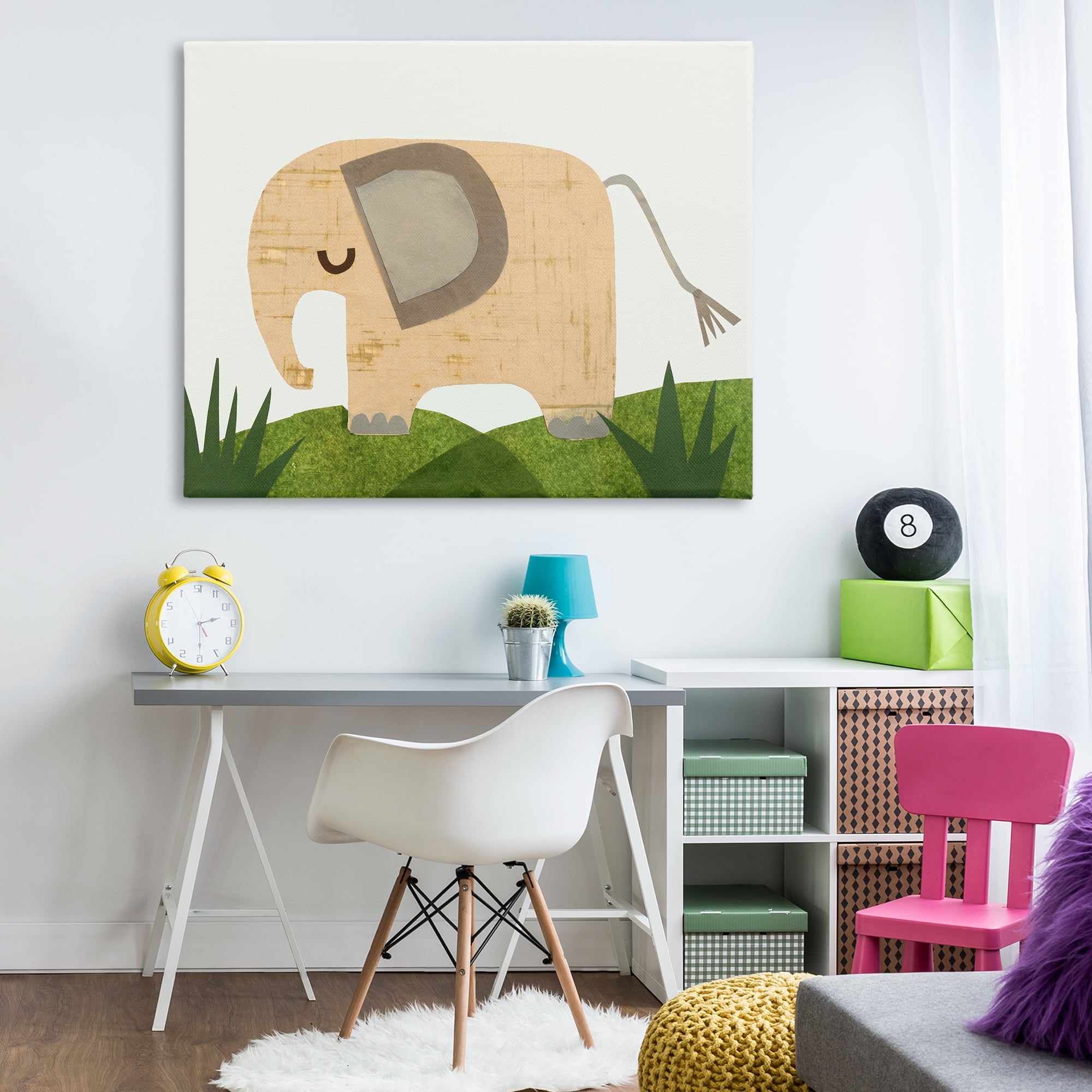 Stupell Industries Cozy Corner Elephant Animals & Insects Painting Gallery Wrapped Canvas Art Print Wall Art, 48 x 36
