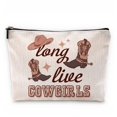 thumbnail image 1 of Bolsa de maquillaje Sufamb Long Live Cowgirls Retro Western Beige, 1 of 4
