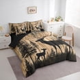 thumbnail image 3 of Manfei Rustic Farmhouse Cabin Bedding Comforter Set 7pcs, Jungle Deer Animal Queen Bedding Sets, Brown Wooden Plank Reversible Queen Sheet Sets, Lightweight Room Decor, 3 of 7
