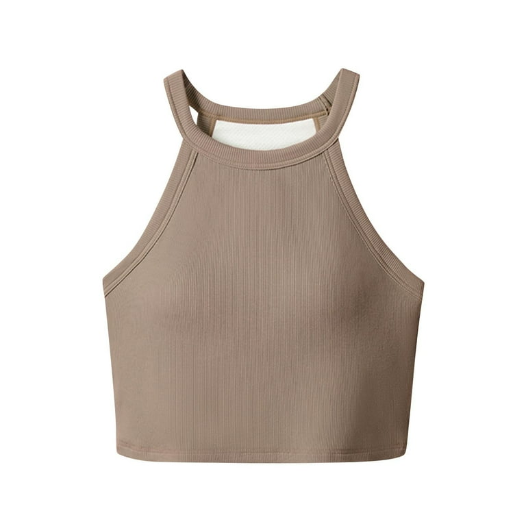 WCMZJ Ribbed Tank Tops for Women Halter High Neck Seamless Cute