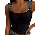 thumbnail image 1 of Charmgo Débardeur pour Femmes Col Carré Mode Sans Manches Ajusté Gilet Été Débardeur Décontracté Manches Courtes Tunique Tendance Noir TTG, 1 of 6