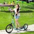 thumbnail image 3 of Kids Bike Aosom Youth Scooter, Teens Kick Scooter, Adjustable Handlebar Ride On Toy for 5+ with 16" Front and 12" Rear Dual Brakes Inflatable Wheels, Blue,Boys Bike, 3 of 9