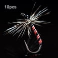thumbnail image 1 of Mosiee 10Pcs Chironomid Imitation Bait Dry Fly Fishing Lures With Reflective Strips, 1 of 9