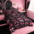 thumbnail image 2 of Erosebridal 3D Cartoon Red Cherry 7-Piece Twin Bedding Sets For Girls,Cute Ribbon Bow Bedding Comforter Set For Kids,Black Reversible, 2 of 7
