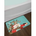 thumbnail image 2 of Santa Bath Mat, Father Xmas with Funny Face and Silly Reindeer Buddies Taking a Selfie Having Fun, Plush Bathroom Decor Mat with Non Slip Backing, 29.5" X 17.5", Multicolor, by Ambesonne, 2 of 2