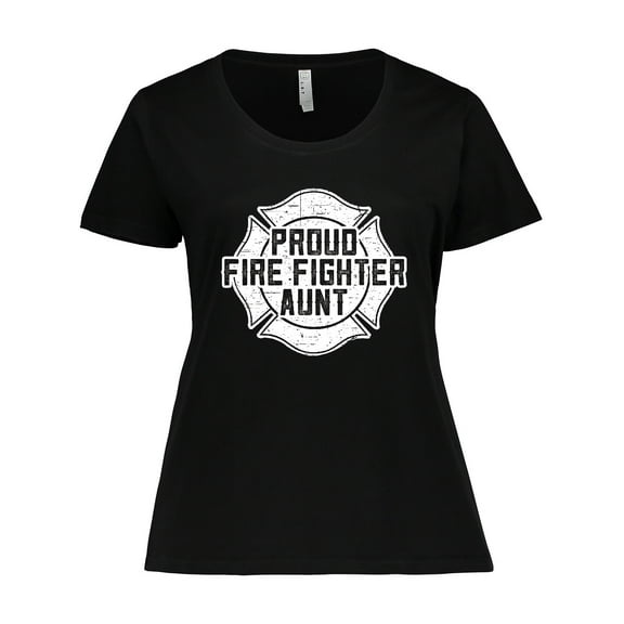 Inktastic Proud Firefighter Aunt WHT Women's Plus Size T-Shirt