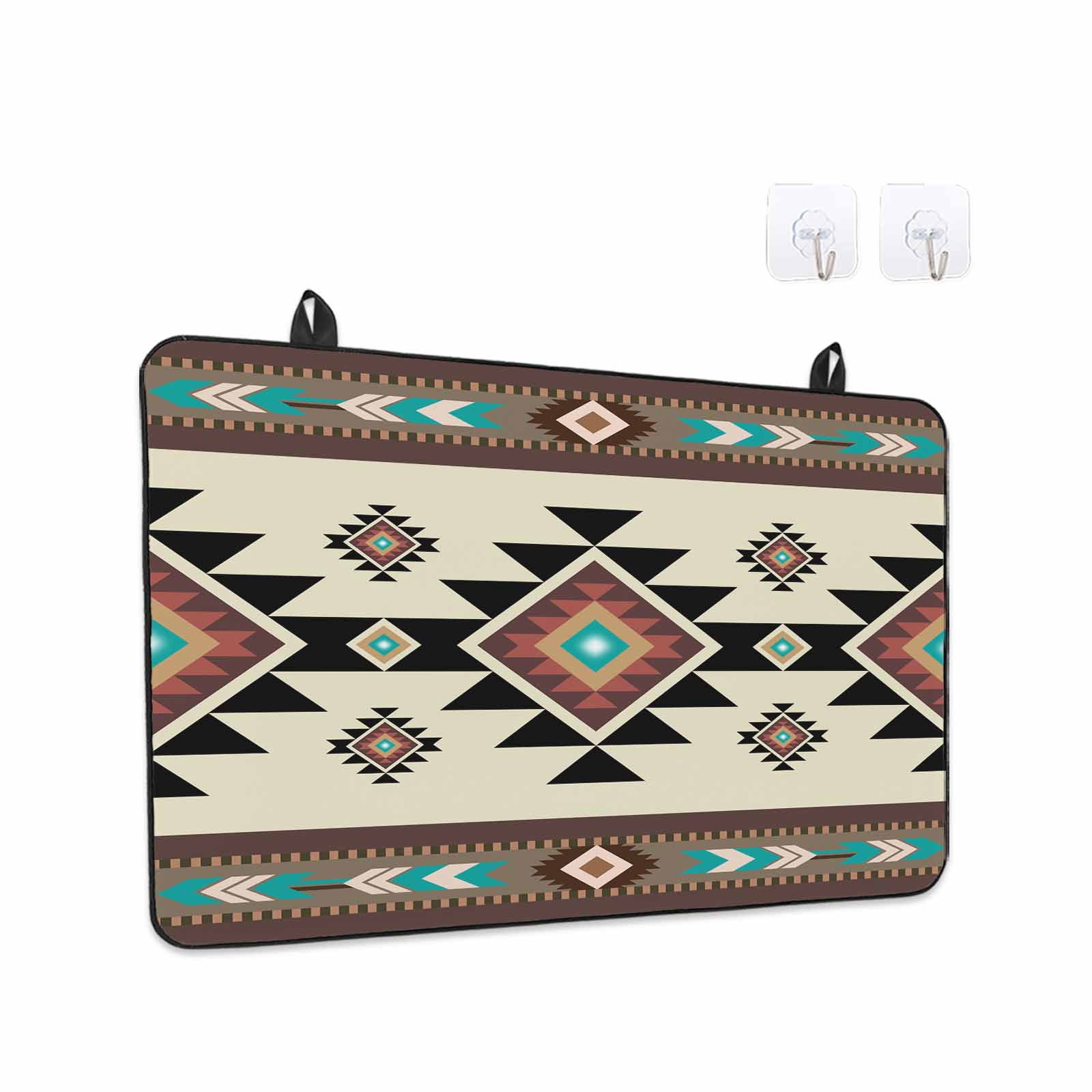 Southwest Geometric Stove Top Cover for Electric Stove, Heat-proof & Non Slip Glass Top Stove Cover Protector, Brown Mexican Aztec Boho Tribal Kitchen Flat Cooktop Rubber Mat 24x21 Inches