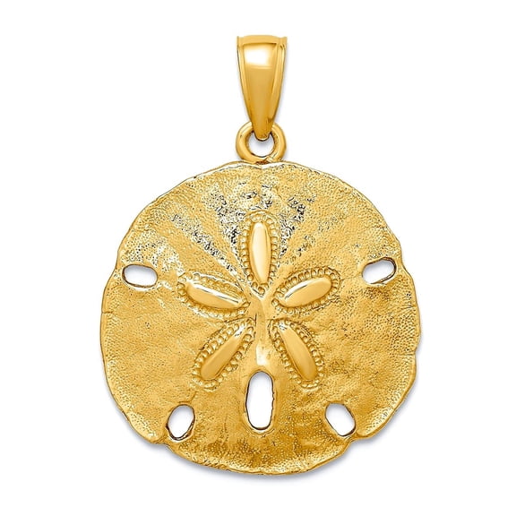 10k Gold Sand Dollar High Polish Charm 27.45x20.55mm Wide Pendant Necklace for Women - 2.9 Grams