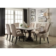 ACME Gerardo Dining Table in White Marble & Weathered Espresso