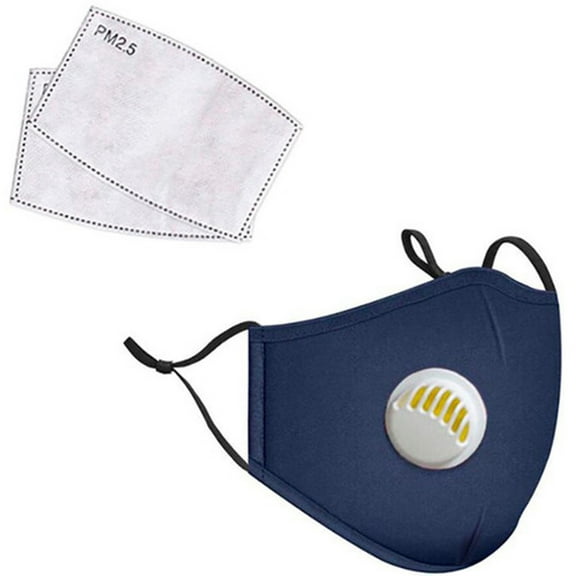 LANDOU Reusable Fabric Face Mask with PM2.5 Filters & External Valve (Kids, Blue)