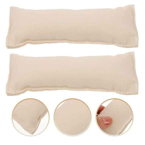 FELTECHELECTR 2Pcs Ergonomic Keyboard Pad for Office Table Creamy White Cotton 5.1x1.9in