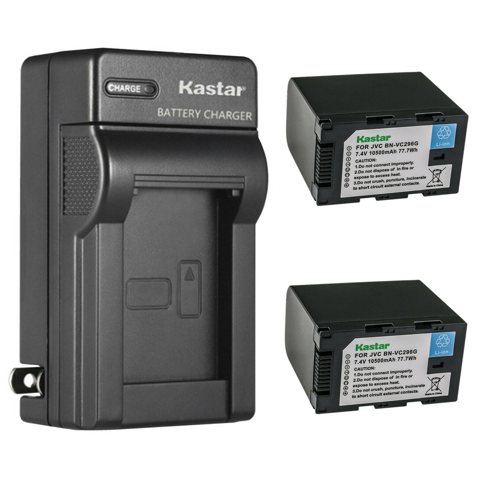 Kastar 2-Pack Battery and AC Wall Charger Replacement for JVC GY-HC500 GY-HC500E, GY-HC500U GY-HC500UN, GY-HC500SPC GY-HC500SPCN, GY-HC550 GY-HC550E GY-HC550UN Connected Cam 4K Handheld Camcorders