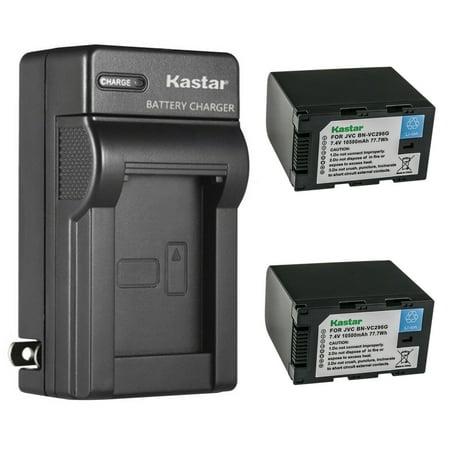 Kastar 2-Pack Battery and AC Wall Charger Replacement for JVC BN-VC264G BN-VC296G Battery JVC GY-HC500 Series Camcorder JVC CONNECTED CAM GY-HC500E GY-HC500U JVC GY-HC 550 GY-HC 550E Camcorder